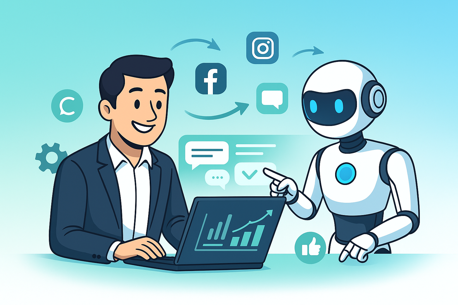 Robô com integrações WhatsApp, Instagram e Dashboard